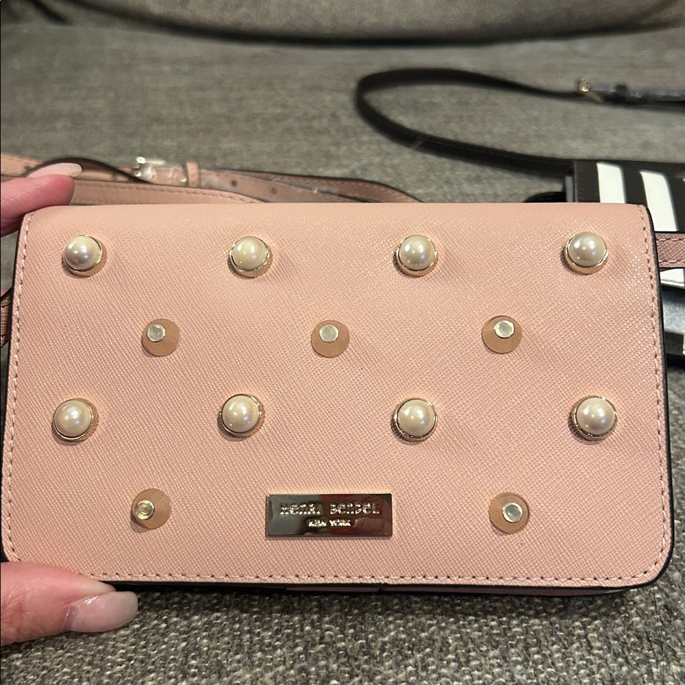henri bendel Pink Pearl Stud Crossbody & Black White Stripe Crossbody Duo - Picture 3 of 12